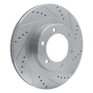 Lexus GX470 Brake Rotor (1) - Front Right - R1 Concepts - Drilled & Slotted - Silver - `03-`09